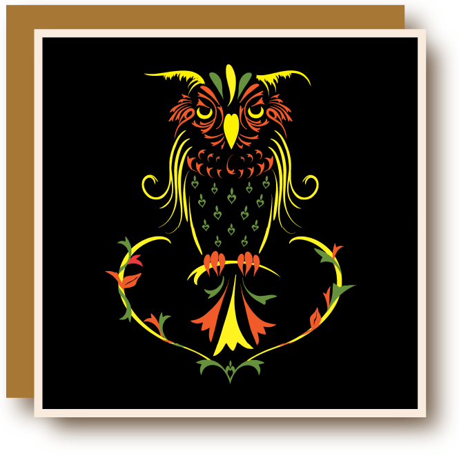 Fall Owl - Green Ink