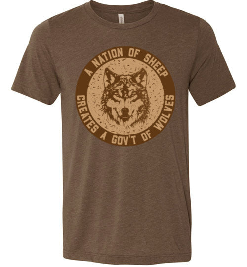 Men's Athletic Fit Crew - Nation Of Sheep - Brown Ink