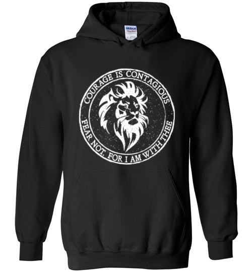 Hoodie Pullover - Courage Is Contagious - White Ink
