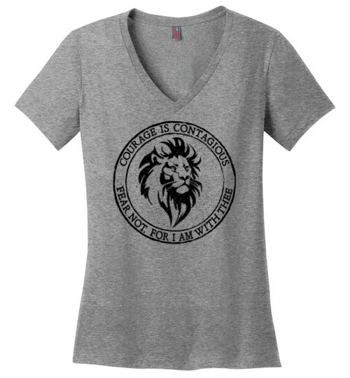 Ladies Classic Fit V-Neck - Courage Is Contagious