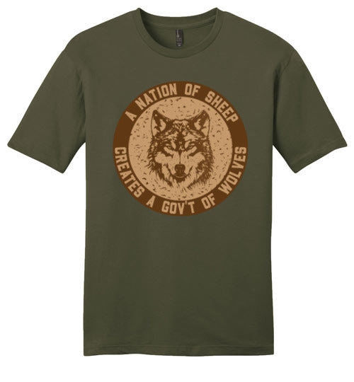 Men's Classic Fit Crew - Nation Of Sheep - Brown Ink