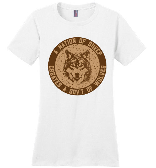 Ladies Classic Fit Crew - Nation Of Sheep - Brown Ink