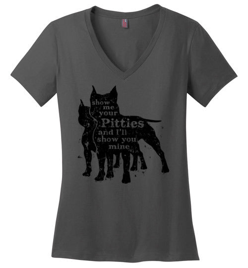 Ladies Classic Fit V-Neck - Show Me Your Pitties Cropped Ears