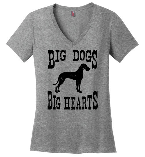 Ladies Classic Fit V-Neck - Big Dogs Big Hearts Floppy Ears