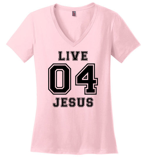Ladies Classic Fit V-Neck - Live For Jesus