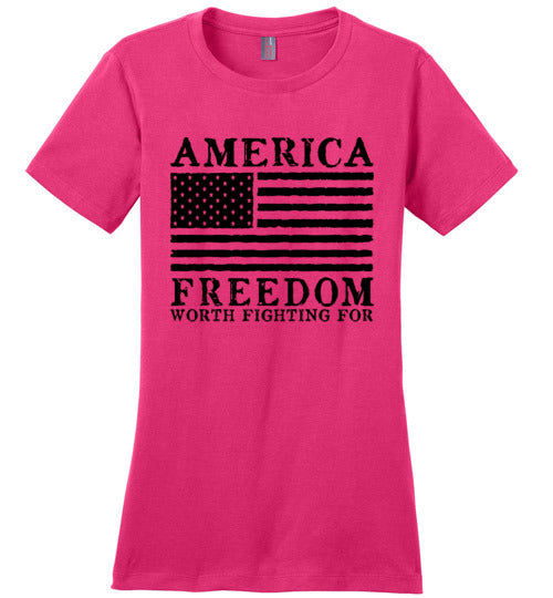 Ladies Classic Fit Crew - America Freedom